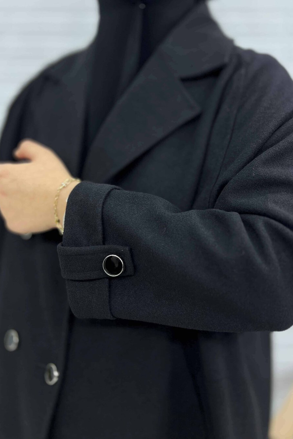 Ahyâr kaşe panço reglan kol detay