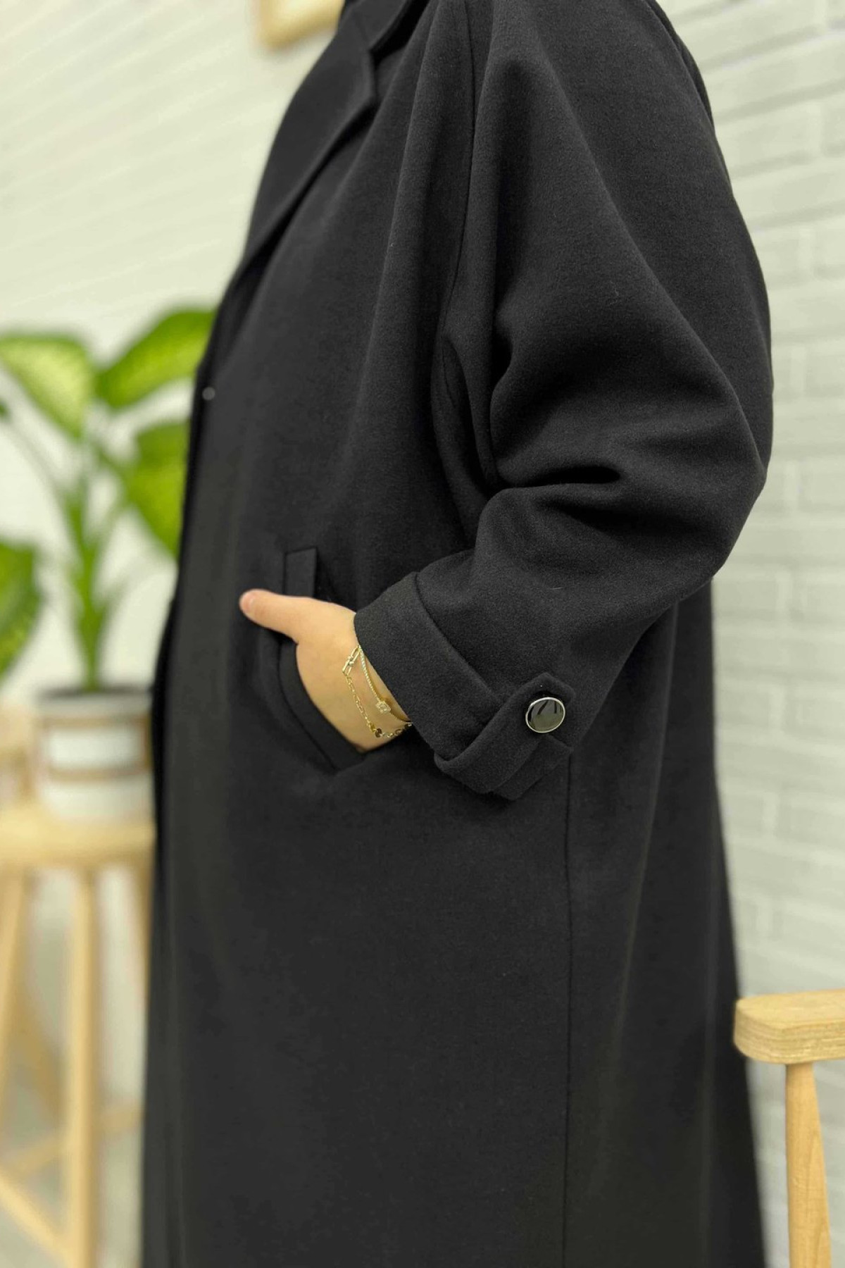 Ahyâr kaşe panço reglan kol detay