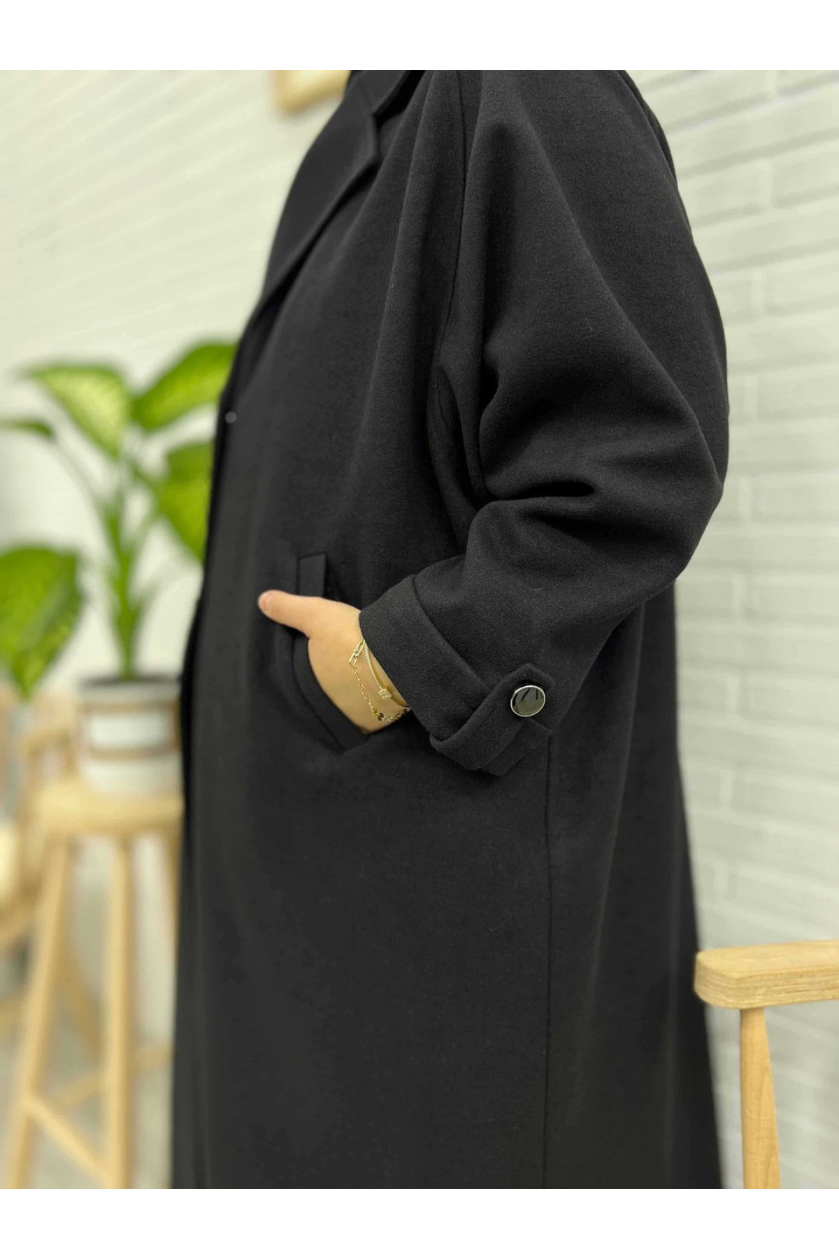 Ahyâr kaşe panço reglan kol detay