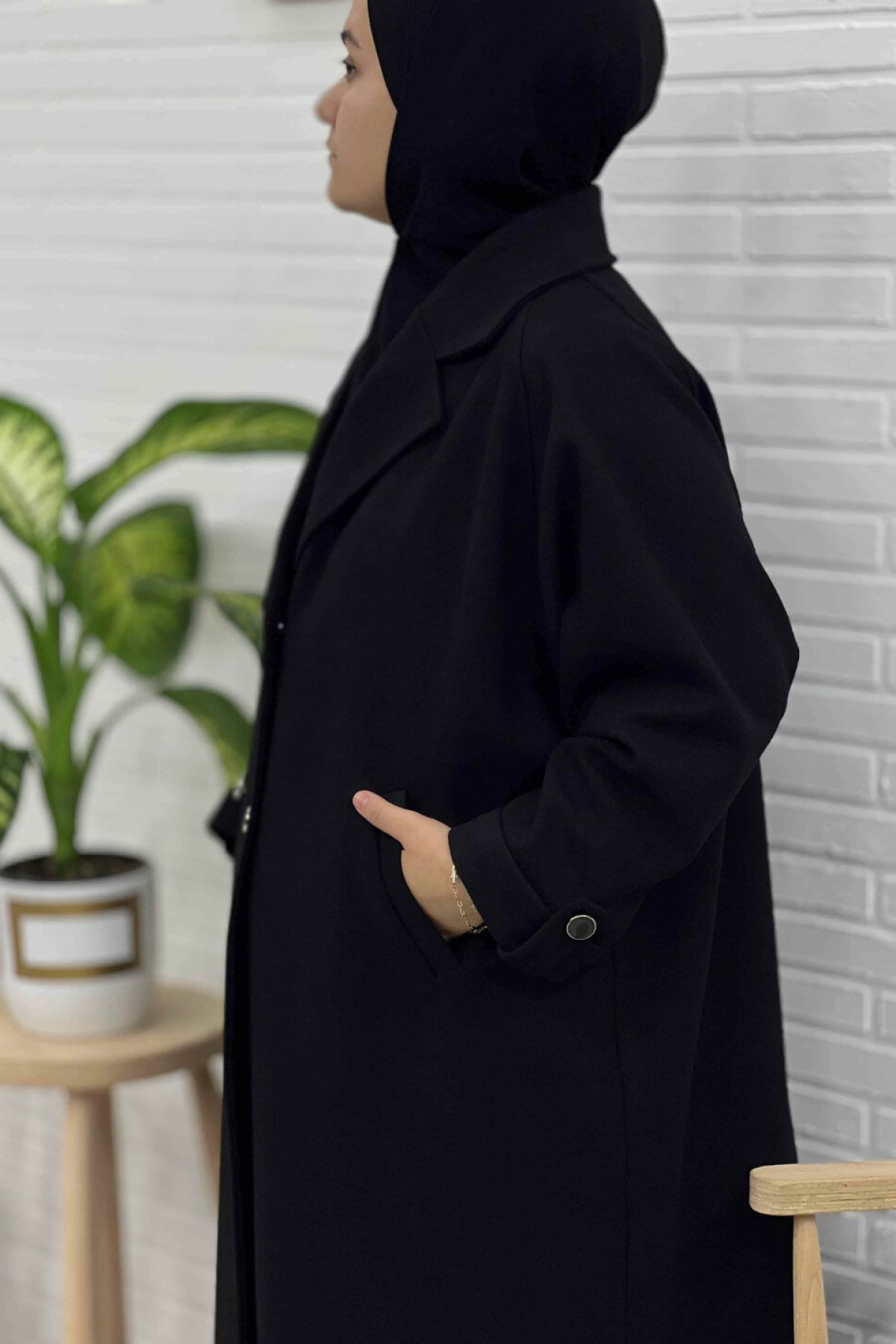 Ahyâr kaşe panço reglan kol detay