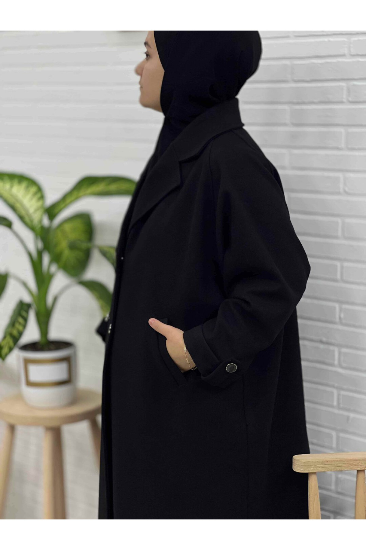 Ahyâr kaşe panço reglan kol detay