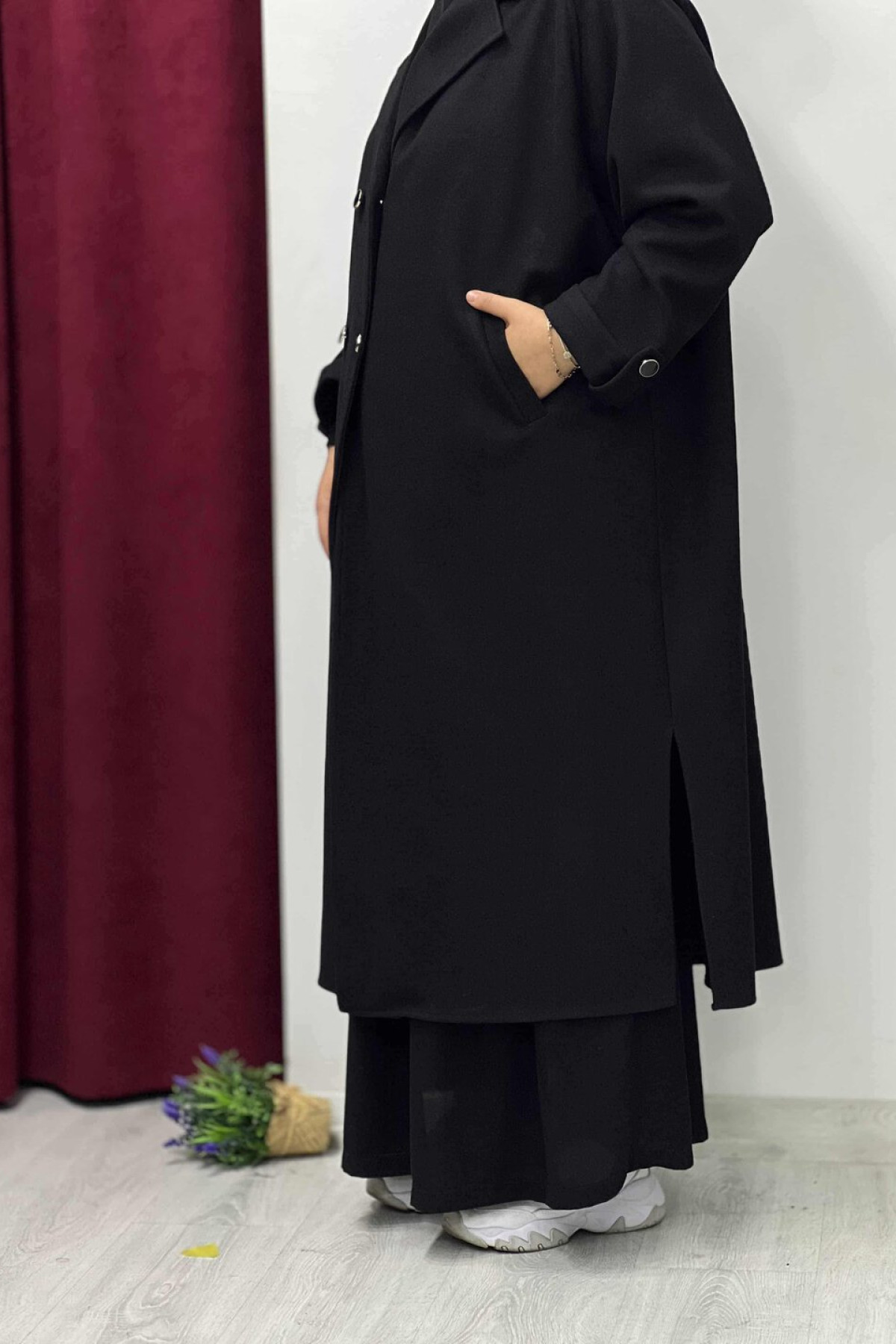 Ahyâr kaşe panço reglan kol detay