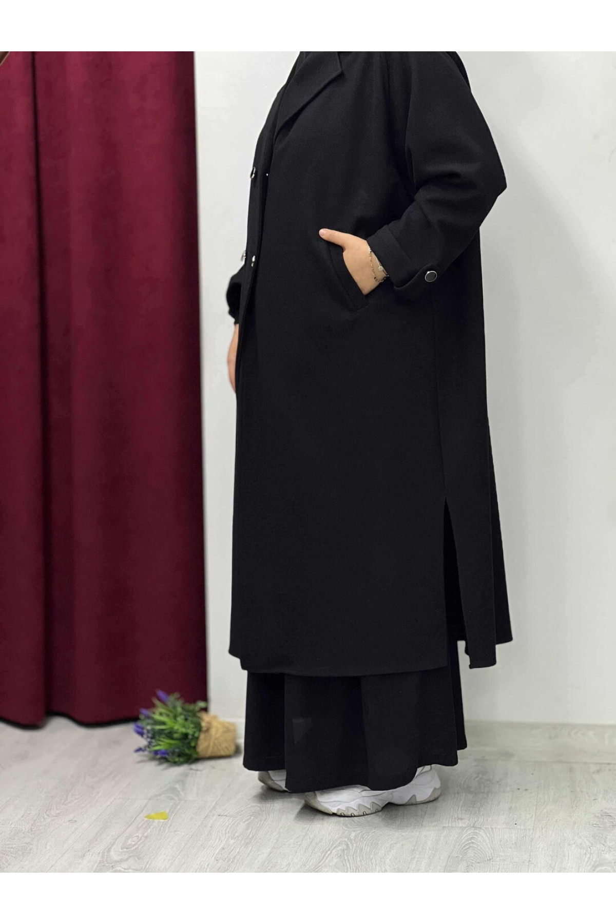 Ahyâr kaşe panço reglan kol detay