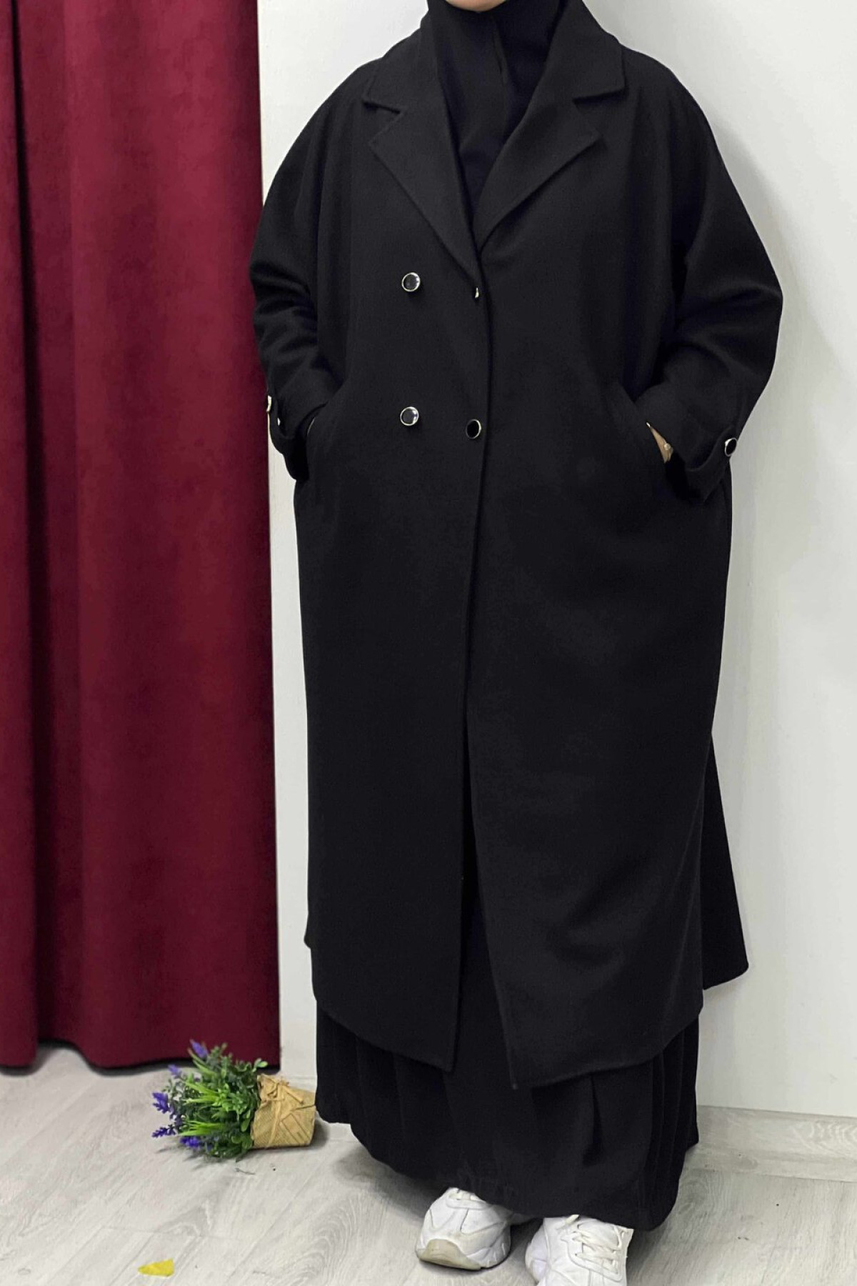 Ahyâr kaşe panço reglan kol detay