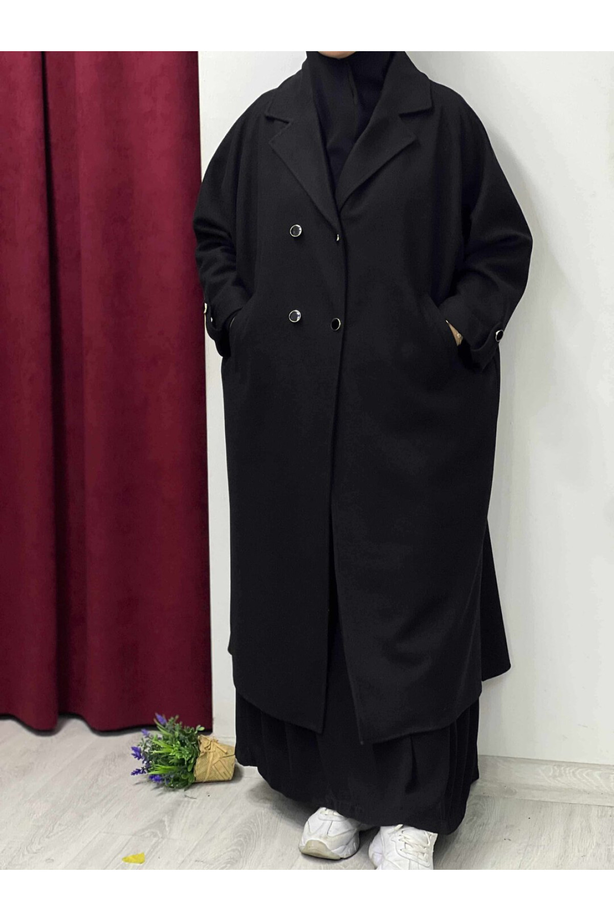 Ahyâr kaşe panço reglan kol detay