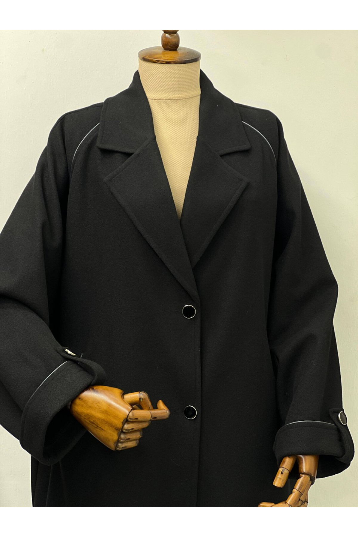 biyeli ahyar antrasit kaşe panço reglan kol