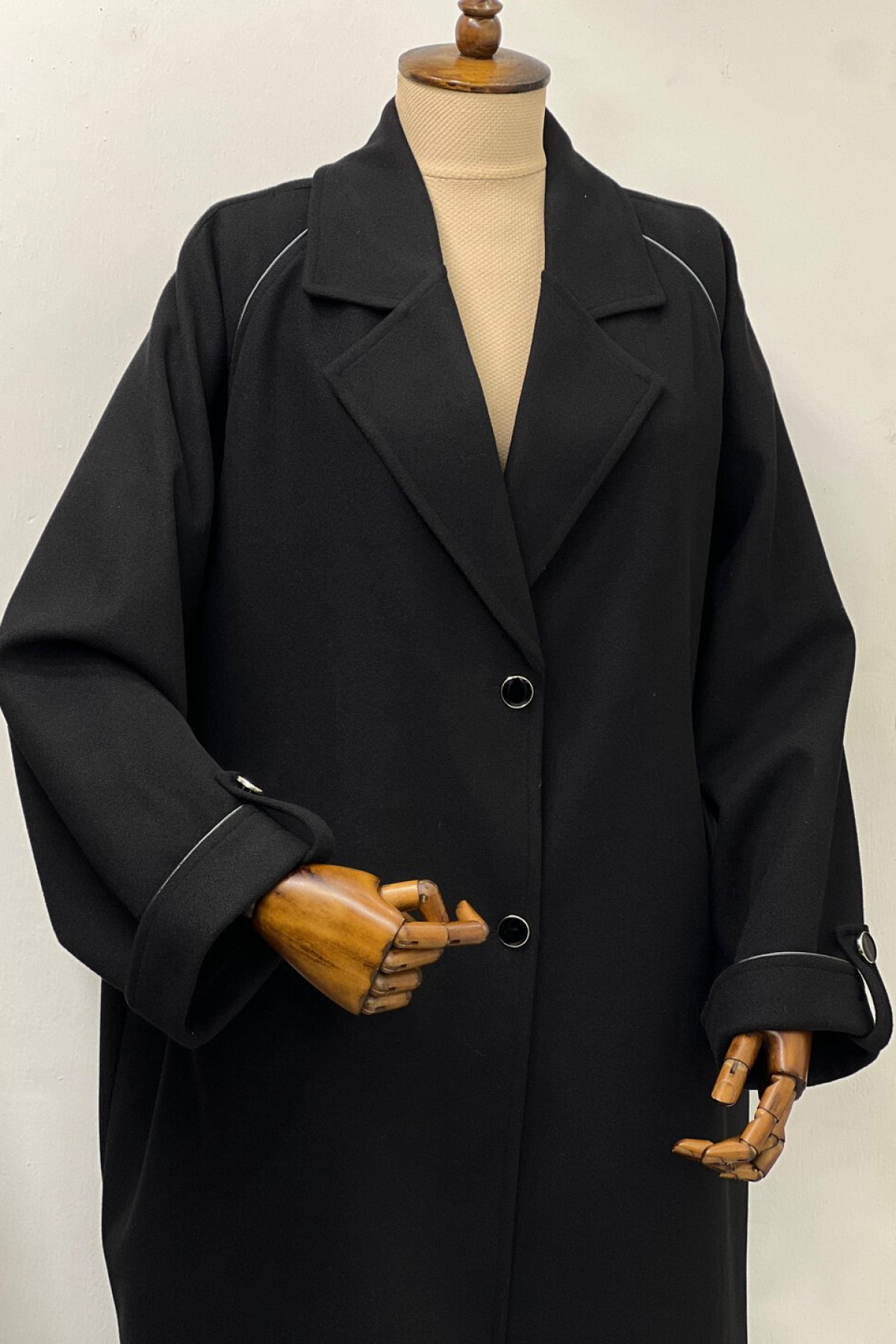 biyeli ahyar antrasit kaşe panço reglan kol