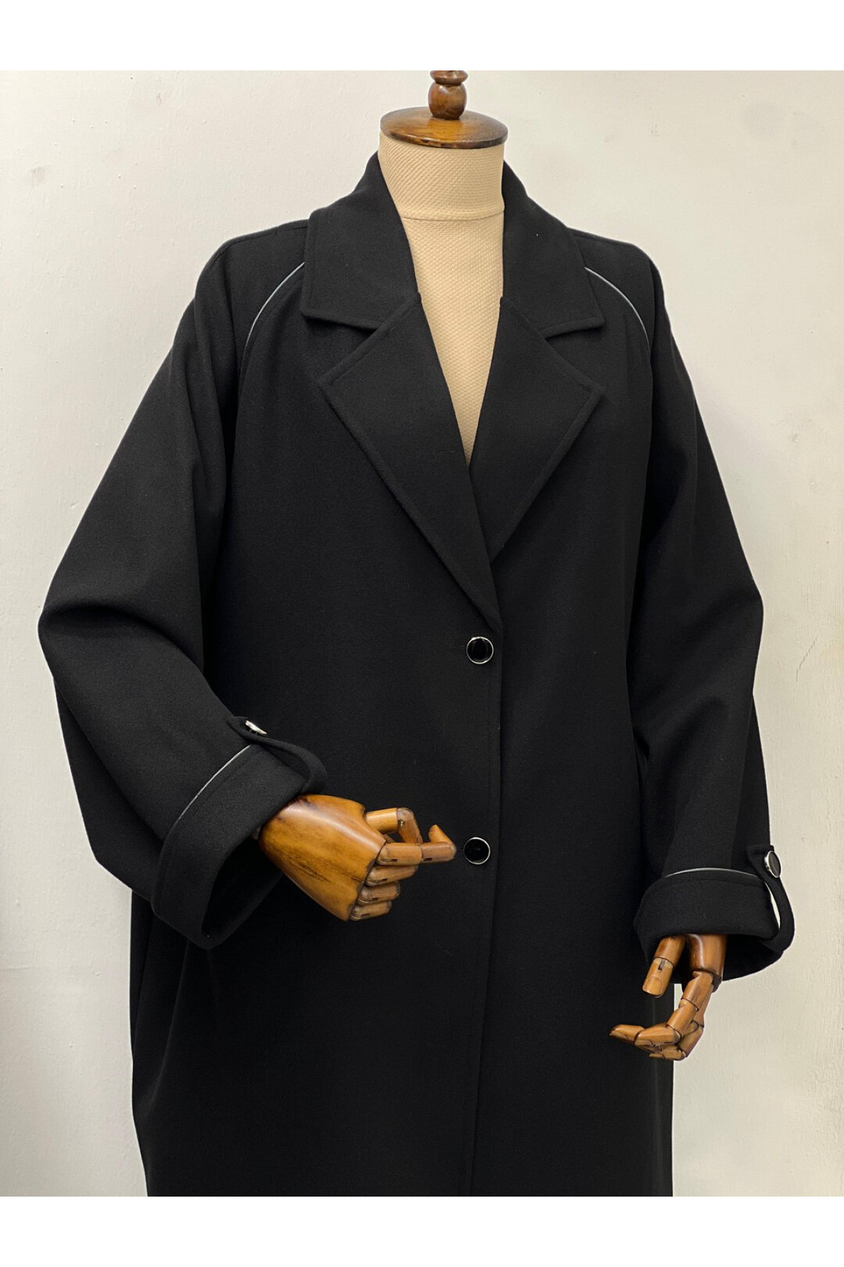 biyeli ahyar antrasit kaşe panço reglan kol