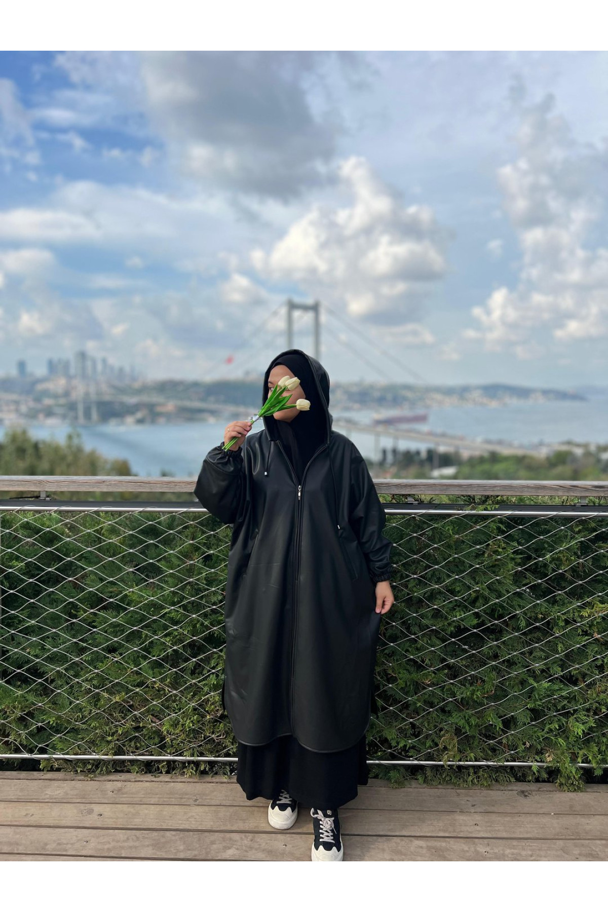 deri ruveyda verev su gecirmez yagmurluk