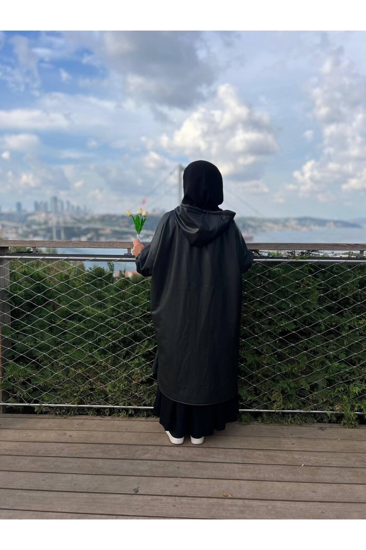 deri ruveyda verev su gecirmez yagmurluk