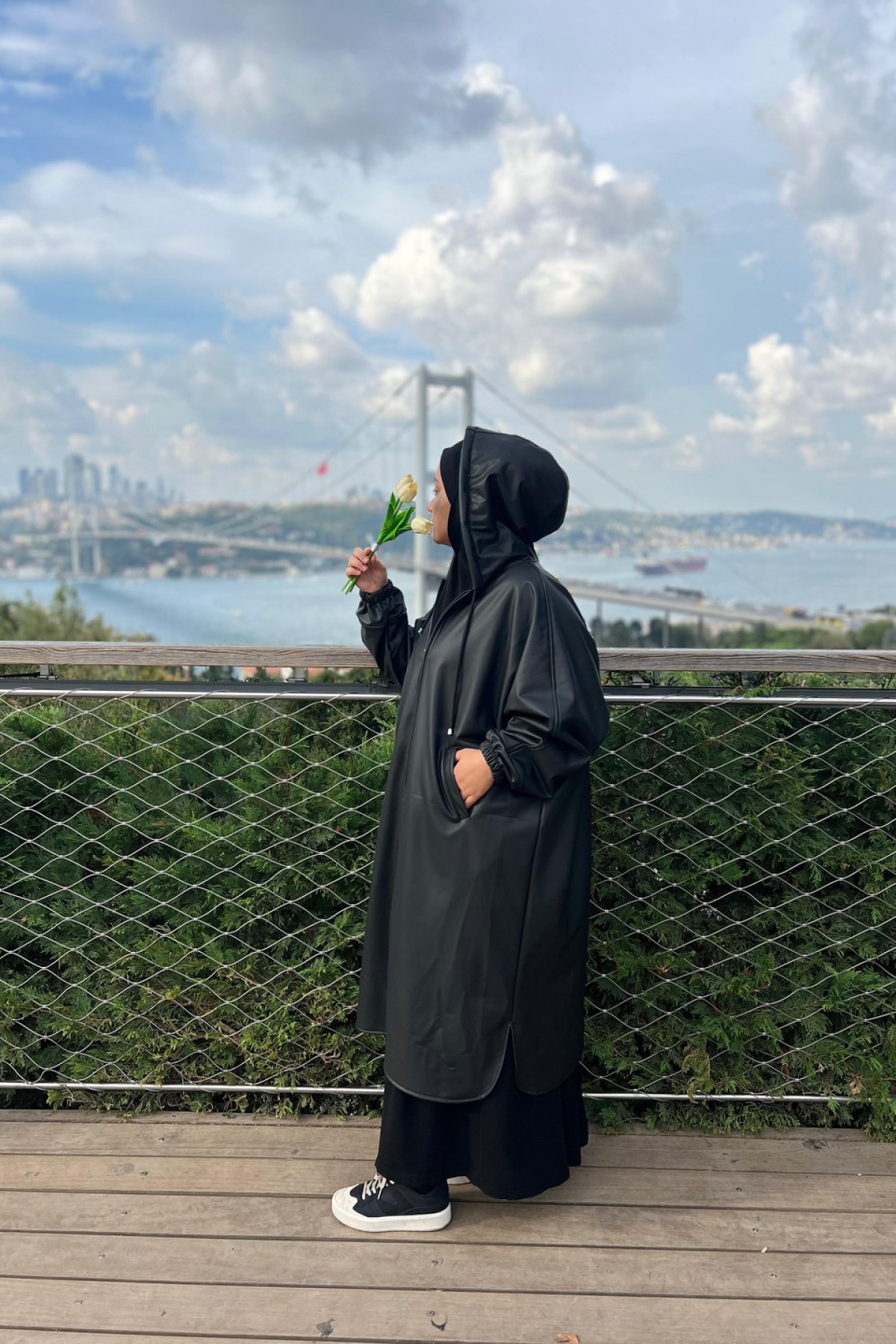 deri ruveyda verev su gecirmez yagmurluk