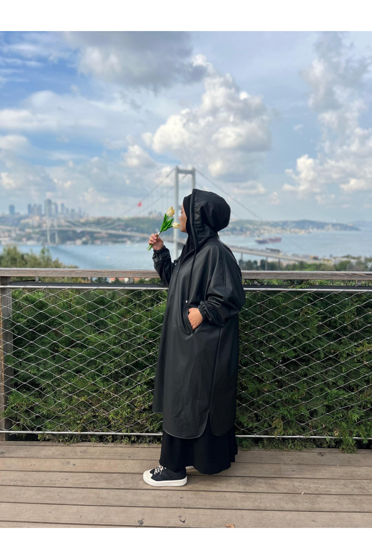 deri ruveyda verev su gecirmez yagmurluk