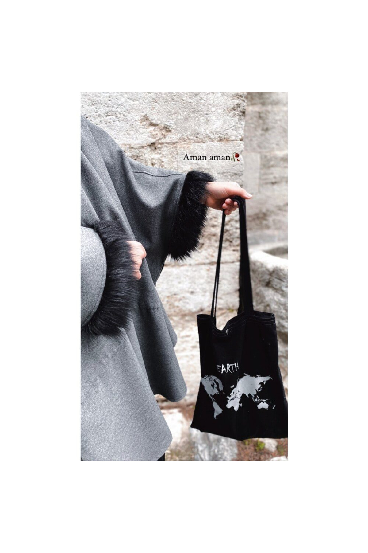 grey kurklu verev kasmir panco