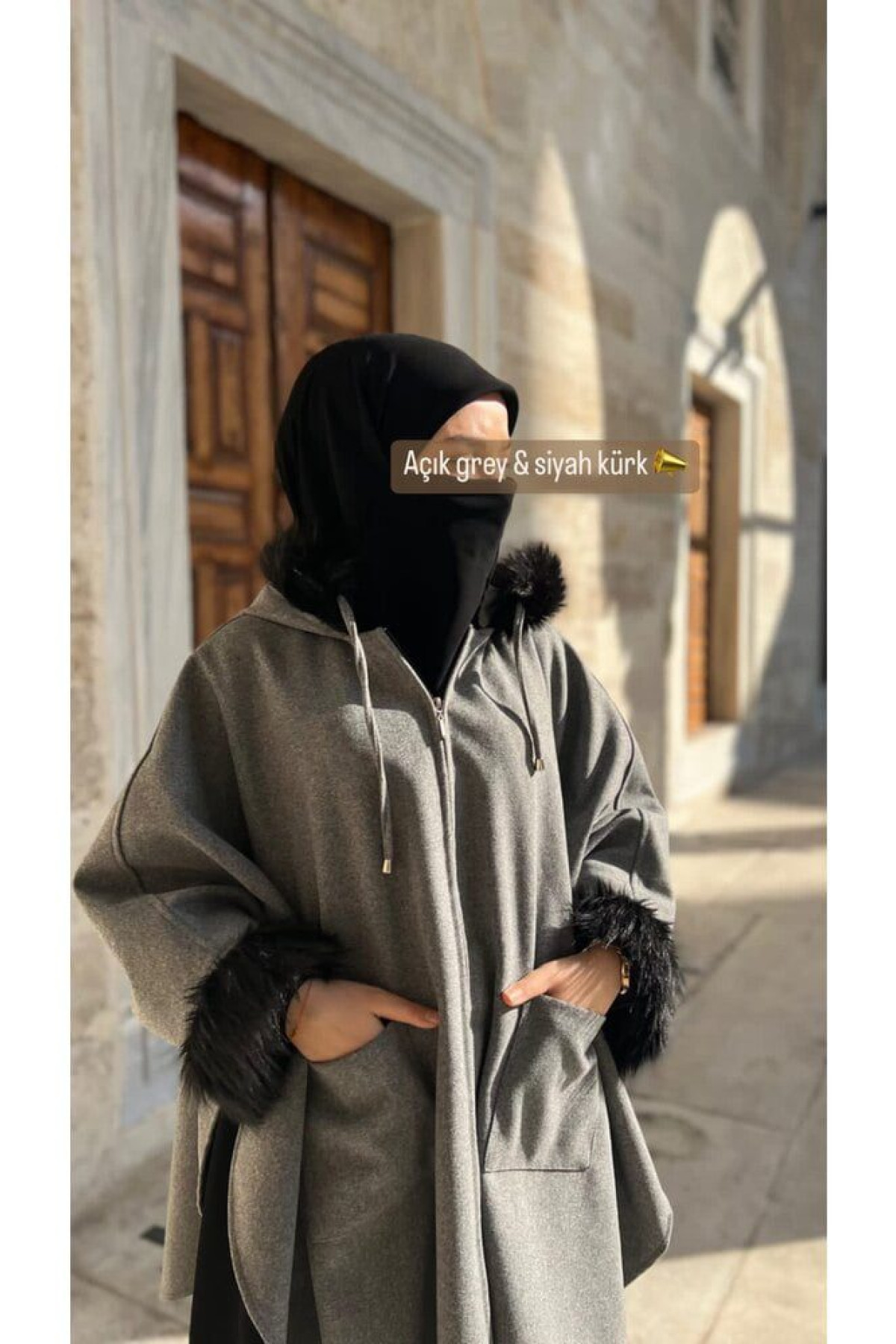 grey kurklu verev kasmir panco