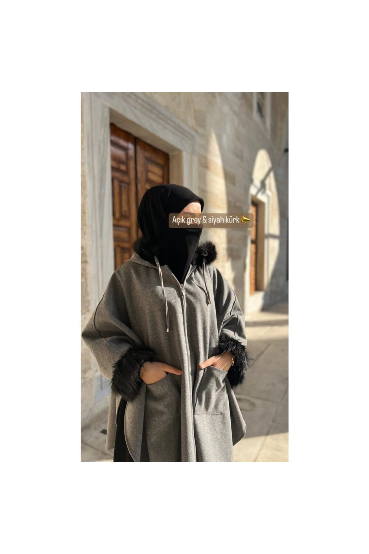 grey kurklu verev kasmir panco