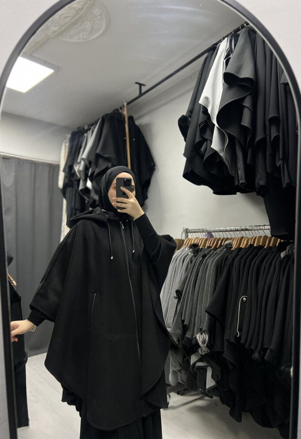 Kalın Kaşe Deri Yaka Panço Kalın Kaşe Deri Yaka Panço