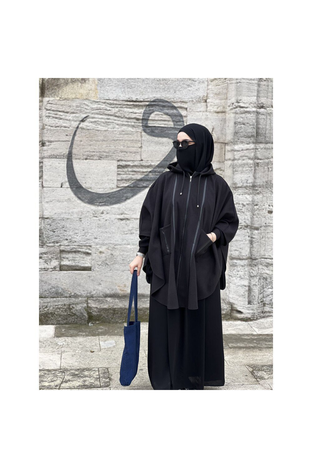 kaşe deri nervür panço ön görünüm