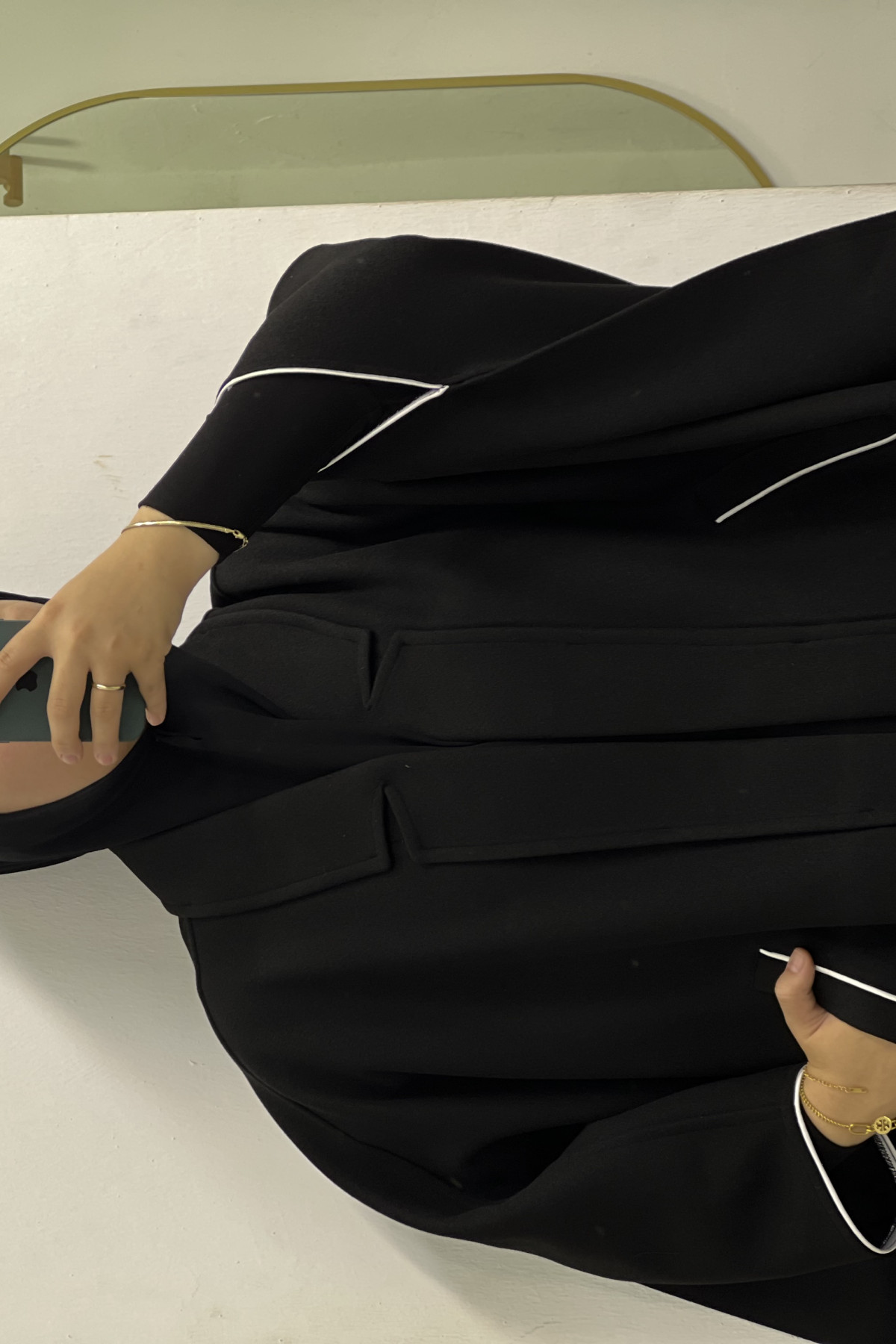 Sade Yaka Tasarım Panço 95cm (Kol ve Cep Biyeli) Sade Yaka Tasarım Panço 95cm (Kol ve Cep Biyeli)