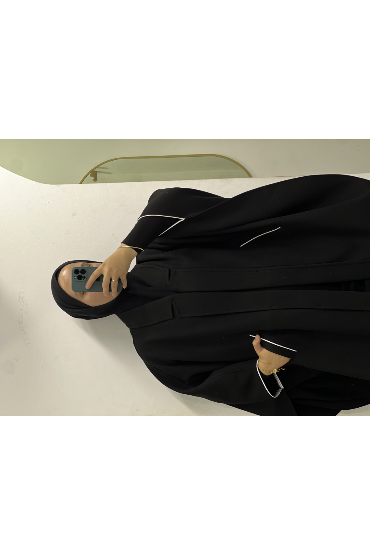 Sade Yaka Tasarım Panço 95cm (Kol ve Cep Biyeli) Sade Yaka Tasarım Panço 95cm (Kol ve Cep Biyeli)