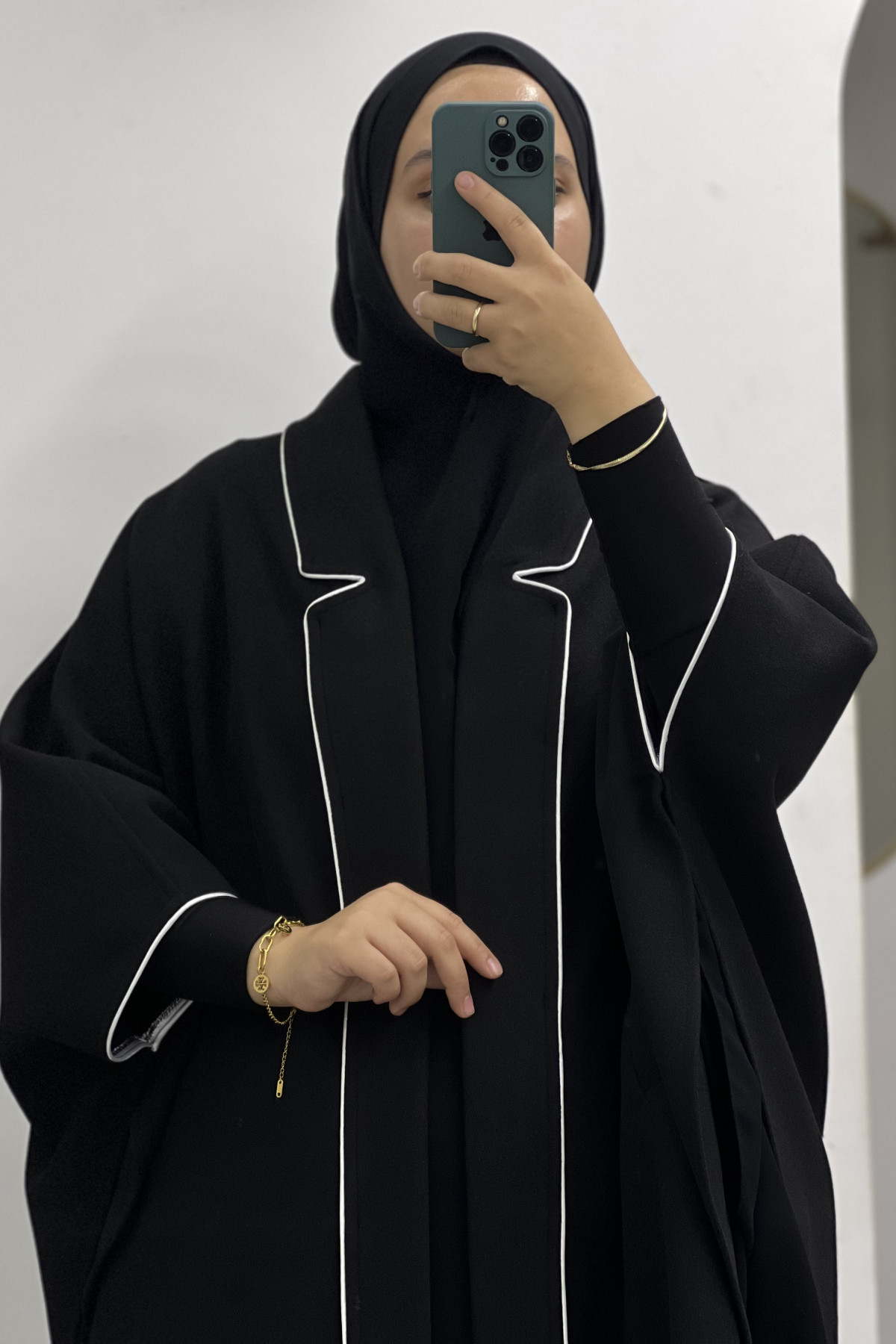 Sade Yaka Tasarım Panço 95cm (Kol ve Yaka Biyeli)