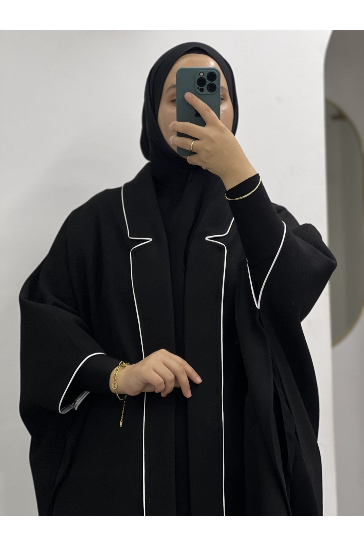 Sade Yaka Tasarım Panço 95cm (Kol ve Yaka Biyeli)