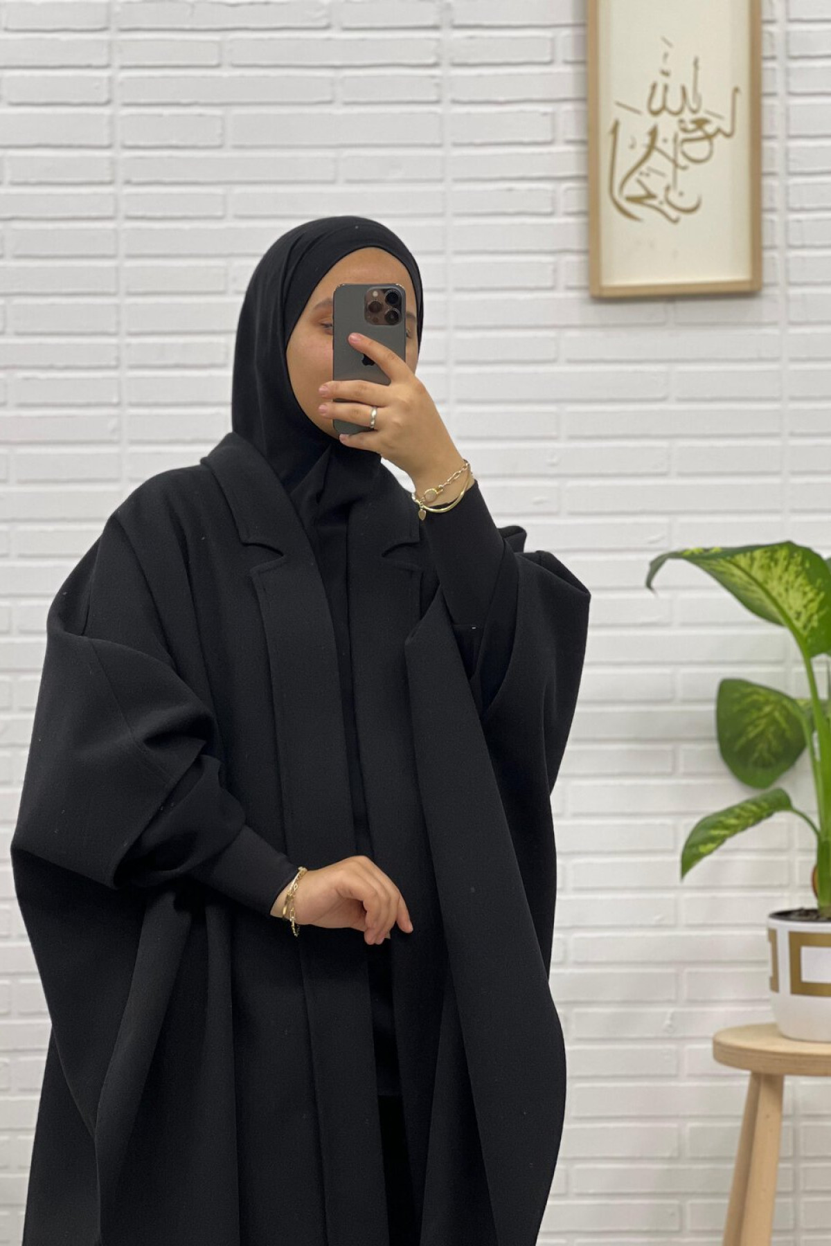 Sade yakalı 120 cm Tak çıkar kapişon panço