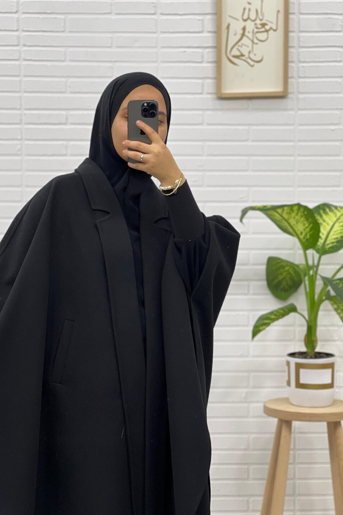 Sade yakalı 120 cm Tak çıkar kapişon panço